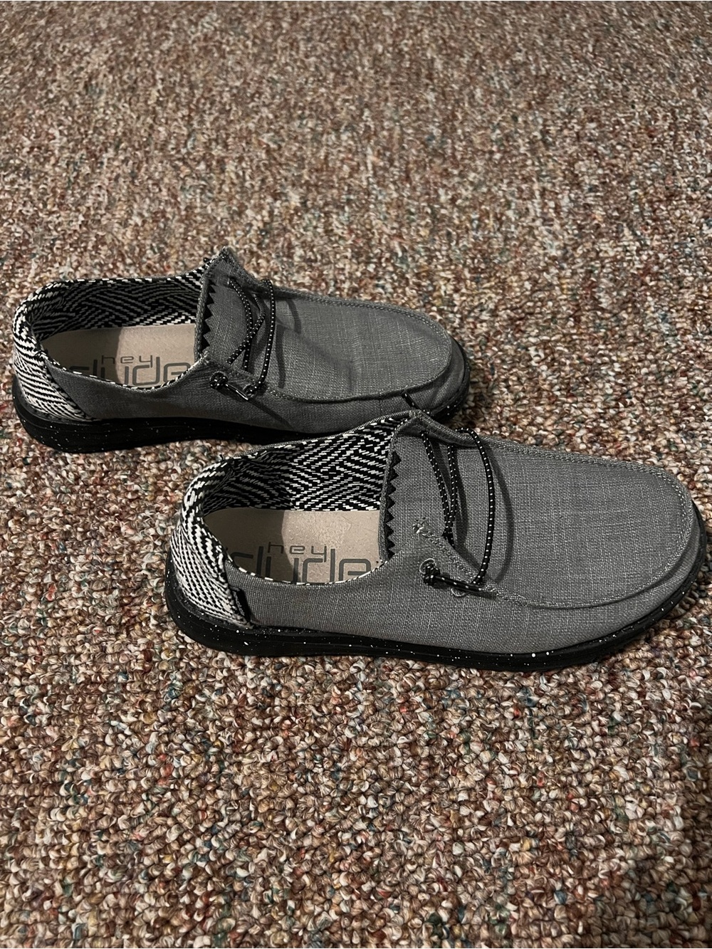 Hey Dude Men's Gray Canvas Slip-On’s with Black Accents